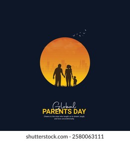 global parent's day. parent's day creative ads design Jun 1 . social media poster, vector, 3D illustration. 