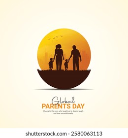 global parent's day. parent's day creative ads design Jun 1 . social media poster, vector, 3D illustration. 