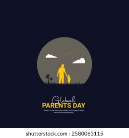 global parent's day. parent's day creative ads design Jun 1 . social media poster, vector, 3D illustration. 