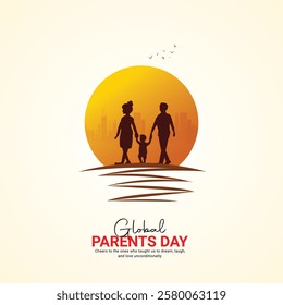 global parent's day. parent's day creative ads design Jun 1 . social media poster, vector, 3D illustration. 