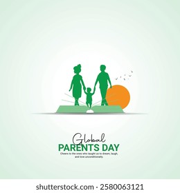 global parent's day. parent's day creative ads design Jun 1 . social media poster, vector, 3D illustration. 