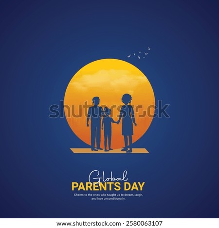 global parent's day. parent's day creative ads design Jun 1 . social media poster, vector, 3D illustration. 