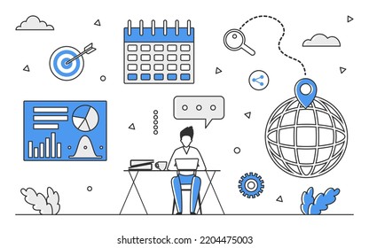 Global partnership business. International corporate collaboration vector monocolor illustration