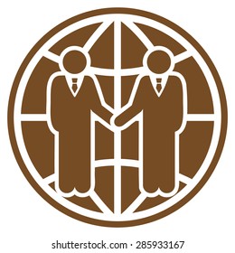 Global partnership icon from Business Bicolor Set. Vector style: flat symbols, brown color, rounded angles, white background.