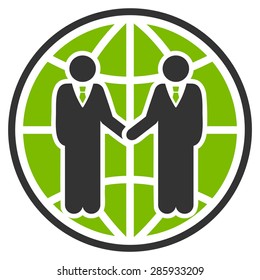 Global Partnership Icon From Business Bicolor Set. Vector Style: Flat Bicolor Symbols, Eco Green And Gray Colors, Rounded Angles, White Background.
