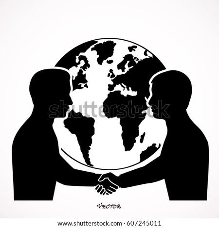 Global Partnership icon. illustration, flat icon,  symbol, blak color, white background.