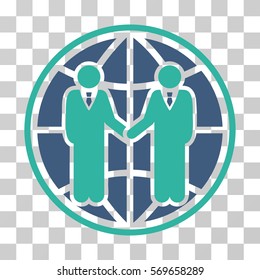Global Partnership icon. Vector illustration style is flat iconic bicolor symbol, cobalt and cyan colors, transparent background. Designed for web and software interfaces.