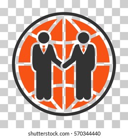Global Partnership icon. Vector illustration style is flat iconic bicolor symbol, orange and gray colors, transparent background. Designed for web and software interfaces.