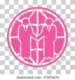 Global Partnership icon. Vector illustration style is flat iconic symbol, pink color, transparent background. Designed for web and software interfaces.