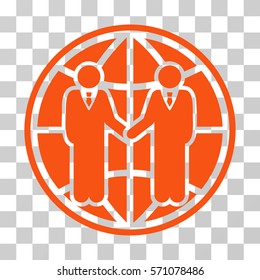 Global Partnership icon. Vector illustration style is flat iconic symbol, orange color, transparent background. Designed for web and software interfaces.
