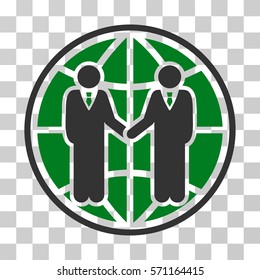 Global Partnership icon. Vector illustration style is flat iconic bicolor symbol, green and gray colors, transparent background. Designed for web and software interfaces.