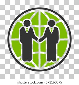 Global Partnership icon. Vector illustration style is flat iconic bicolor symbol, eco green and gray colors, transparent background. Designed for web and software interfaces.