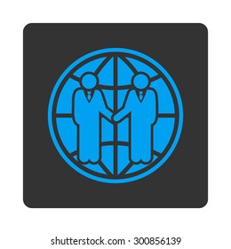 Global partnership icon. Vector style is white and gray colors, flat rounded square button on a white background.