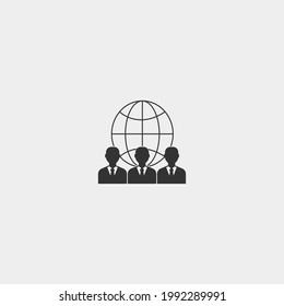 Signo de ilustración de icono del vector de asociación mundial
