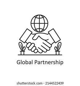 Global Partnership vector Outline Icon Design illustration. Business Partnership Symbol on White background EPS 10 File