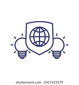 global patent protection line icon