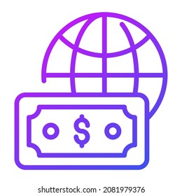 global payment outline icon, business and finance icon.