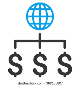 Global Payments vector icon. Style is bicolor flat symbol, blue and gray colors, white background.