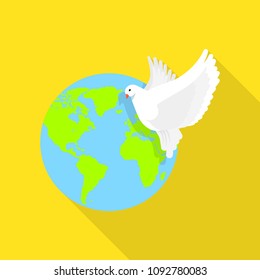 Global peace pigeon icon. Flat illustration of global peace pigeon vector icon for web design