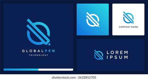 Treinamento tecnológico de logotipo de caneta global