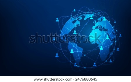 global people communication and connection social network technology. internet big data customer on blue dark background. Human resources. vector illustration fantastic.