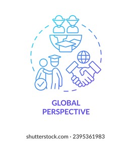 Global perspective blue gradient concept icon. International collaboration. Agricultural science. Higher education. Round shape line illustration. Abstract idea. Graphic design. Easy to use