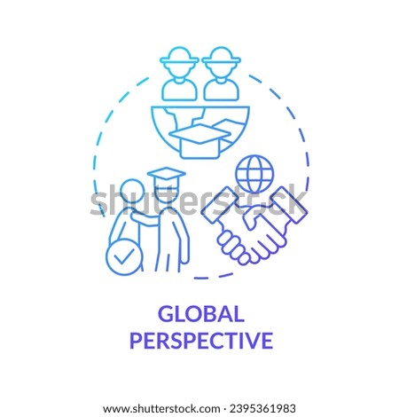 Global perspective blue gradient concept icon. International collaboration. Agricultural science. Higher education. Round shape line illustration. Abstract idea. Graphic design. Easy to use