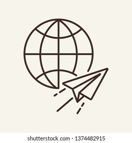 Global perspective line icon. Email, instant message, airlines. Global concept. Vector illustration can be used for topics like communication, internet, transportation