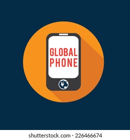 global phone flat design vector