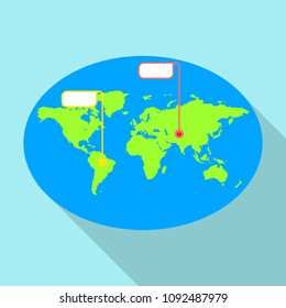 Global pin map icon. Flat illustration of global pin map vector icon for web design