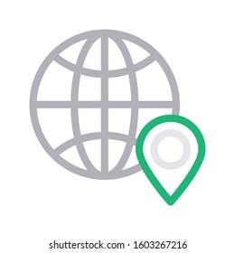global pin vector color line icon 