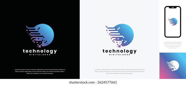 Global pixel technology logo design vector concept. Global pixel technology logo symbol icon