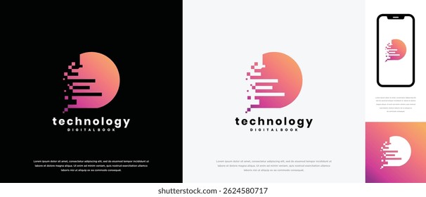 Concepto de Vector de diseño de logotipo de tecnología global de píxeles. Icono de símbolo de logotipo de tecnología global de píxeles
