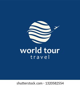 Global and plane logo combination, design inspiration vector template for company