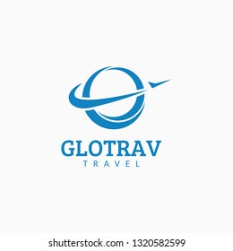Global and plane logo combination, design inspiration vector template for company