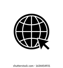 Global planet with click mouse, worldwide internet web Icon for search on white background Vector EPS