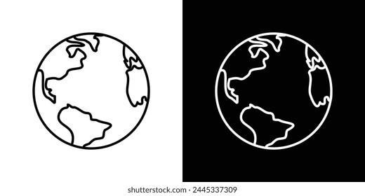 Planeta Global y Conjunto de iconos de la Tierra. Símbolos de Pictogramas Globales y Viajes Mundiales.