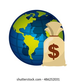 Global Planet Economy Icon Vector Illustration Stock Vector (Royalty ...