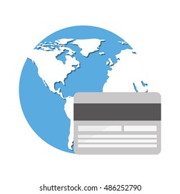 global planet with economy icon vector illustration design