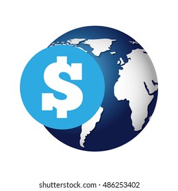 global planet with economy icon vector illustration design