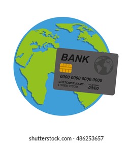 global planet with economy icon vector illustration design