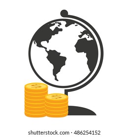 global planet with economy icon vector illustration design