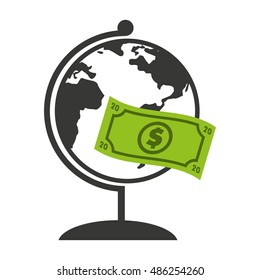 global planet with economy icon vector illustration design