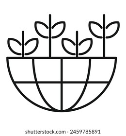 Global plant eco support icon outline vector. Earth ecosystem. Support world nature