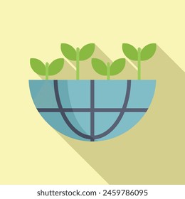 Global plant eco support icon flat vector. Earth ecosystem. Support world nature