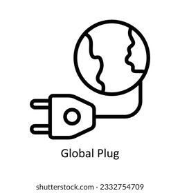 Global Plug Vector  outline Icon Design illustration. Nature and ecology Symbol on White background EPS 10 File