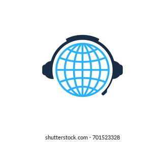 Global Podcast Icon Logo Design Element