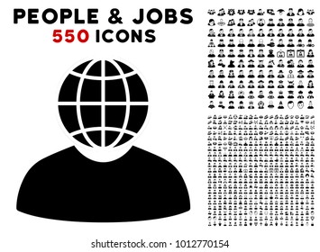 Global Politician pictograph with 550 bonus pitiful and glad person graphic icons. Vector illustration style is flat black iconic symbols.