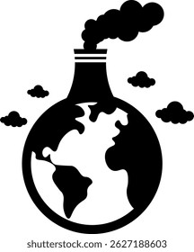 Global Pollution Icon. Environmental Air Climate Pollution Symbol Isolated On A Transparent Background