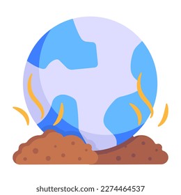 A global pollution icon, flat design 